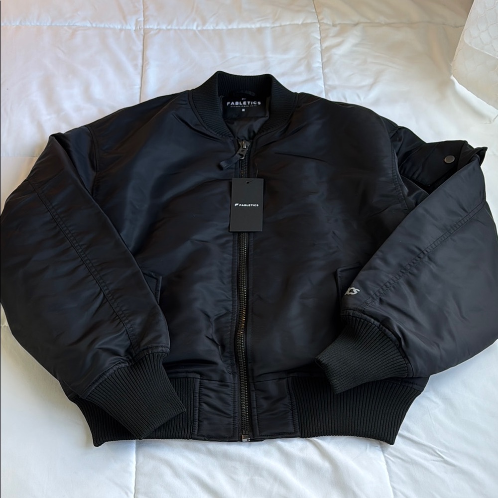 Nwt Fabletics Black Iconic Bomber Jacket - image 1